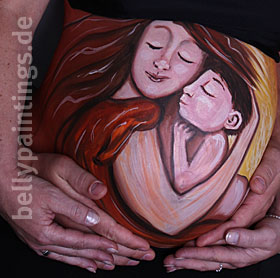 Babybauchbemalung Mama und Baby