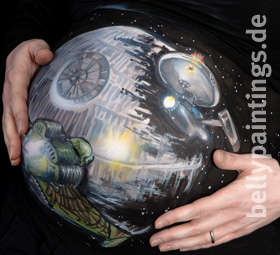 Babybauchbemalung Star Wars und Star Trek