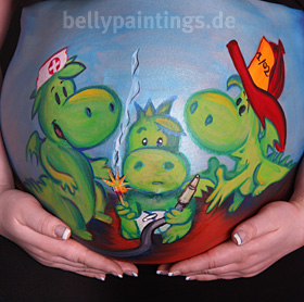 Babybauch Bemalung Grisu