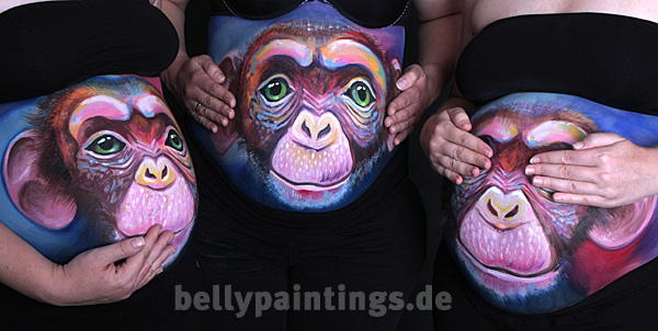 Three Bellypaintings „3 Monkeys"