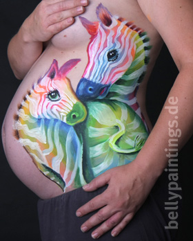Bellypainting Rainbow Zebras
