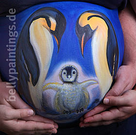 Babybauchbemalung Pinguine