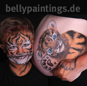 Babybauchbemalung „Tiger family"
