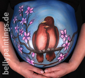 Babybauchbemalung Vögel