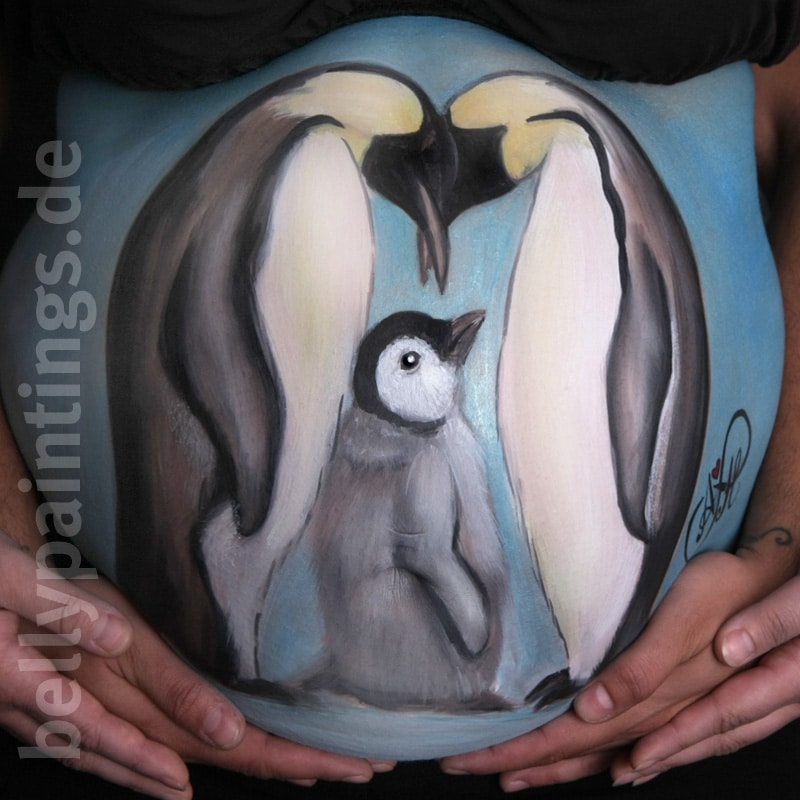 Bauchbemalung Pinguin Familie